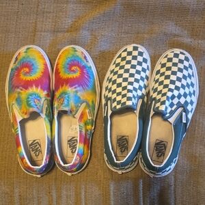 2 Pair Vans Slip On Shoes Mens 9.5 womens 11